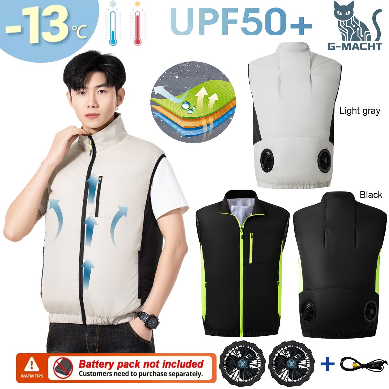 Fishing Vest - Colete de verão respirável com ventilador
