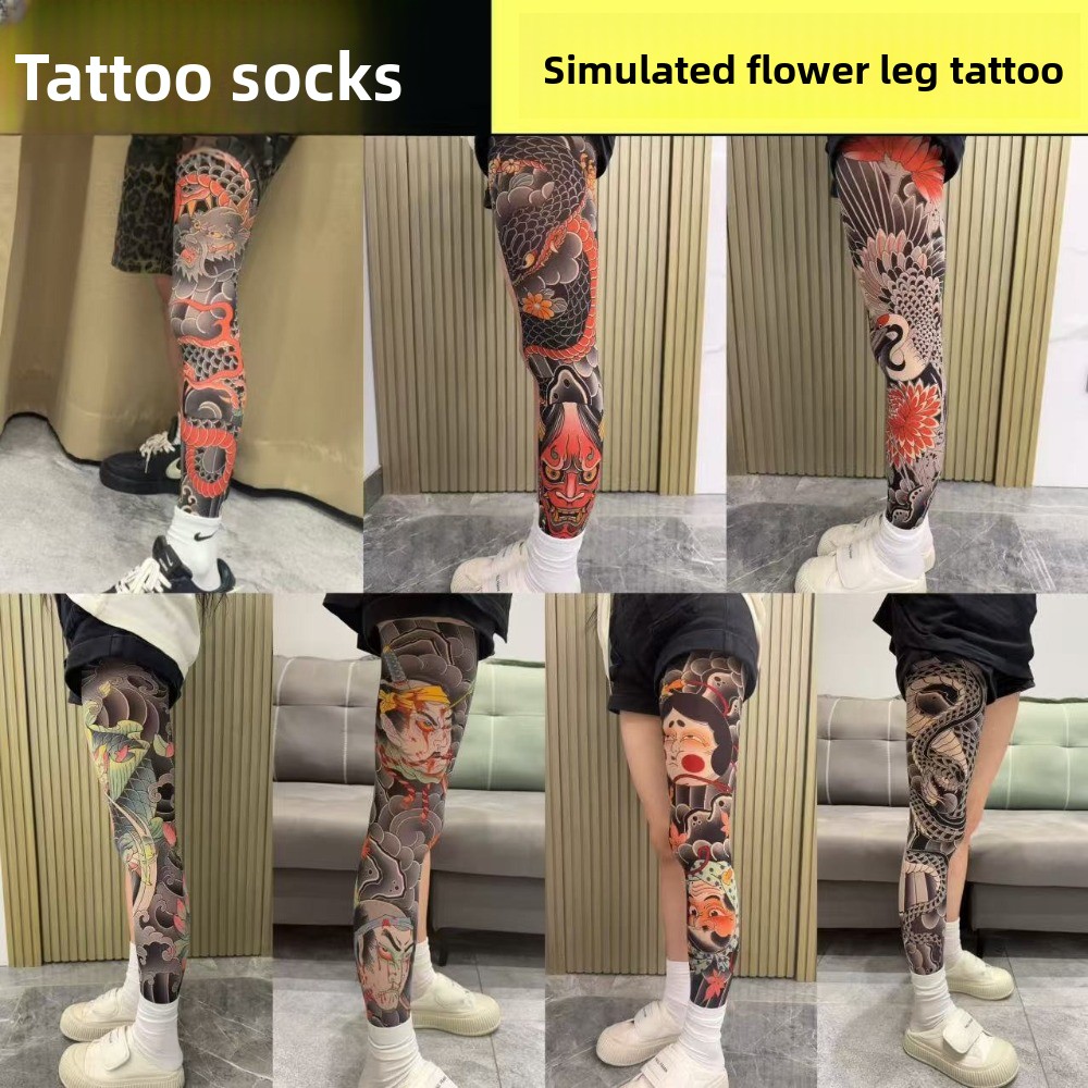 Fishing Socks - Meias de Perna Inteira com Tatuagem