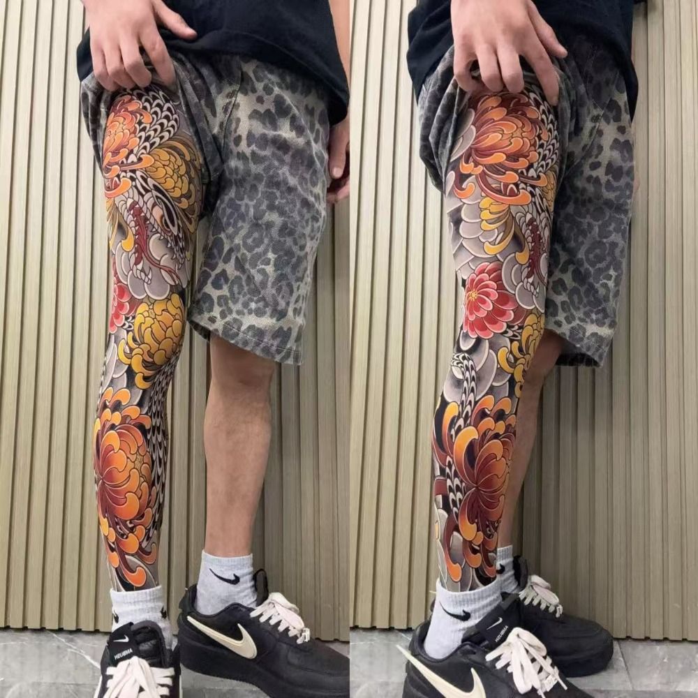 Perna cheia meias de tatuagem  - Fishing Socks avaliação e preço